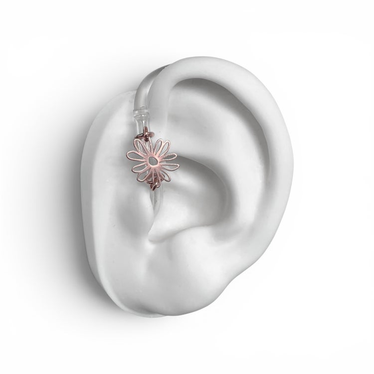 Ines' Flower Tube Rose Gold -  Hearing Aid Jewelry